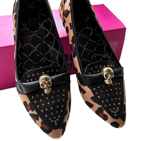 NEW Abbey Dawn Rebel Yell Yellow Leopard Print Skull Goth Flats 7 - Picture 3 of 6